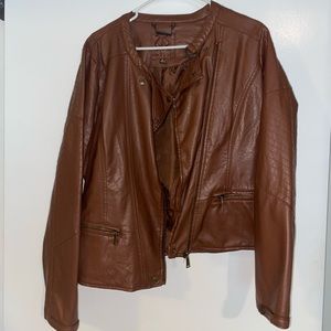 Leather like jacket in brown